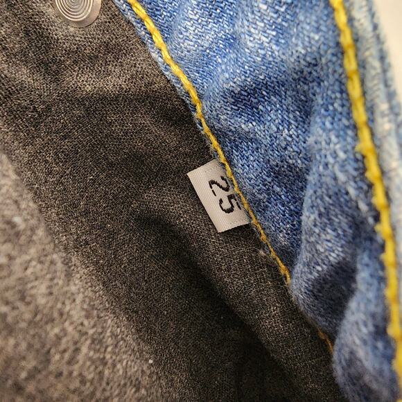 Paper Denim & Cloth Flare Jeans Size 25x31 Blue Low Waist Cotton Light Wash Y2K - Picture 14 of 16